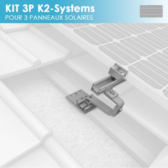 Kit pour 3 panneaux solaires de fixation sur toit