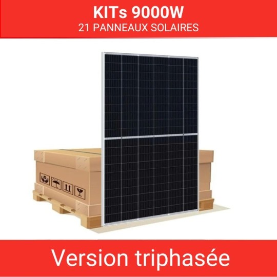 Kit 21 panneaux solaires complets prêts à poser 9kWc triphasé