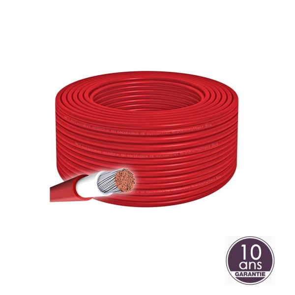 Câble 4mm² certifié rouge pour panneau solaire