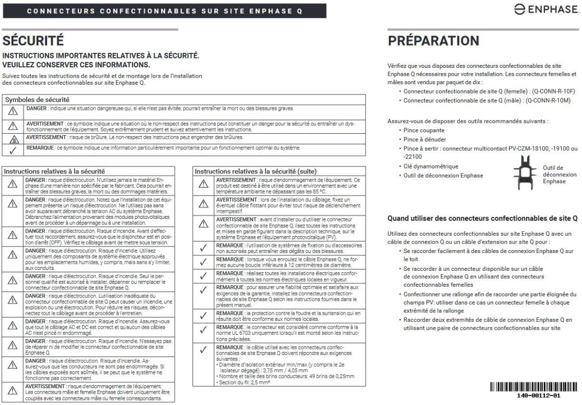 Conseils d'utilisation pour le câble Enphase Q triphasé 2m