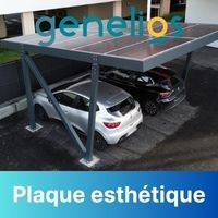 Plaque sur carport pour esthétique onduleur 9 kWc